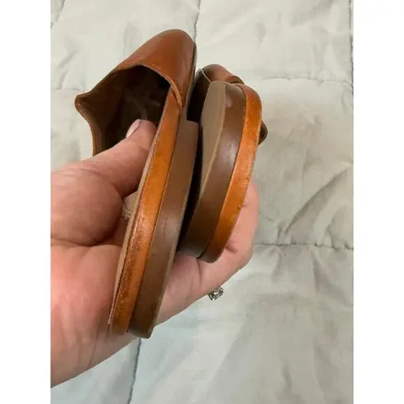 Madewell Camel Leather Remi Flats Mules Slides 9.5 l Brown Tan English Saddle - Picture 5 of 11